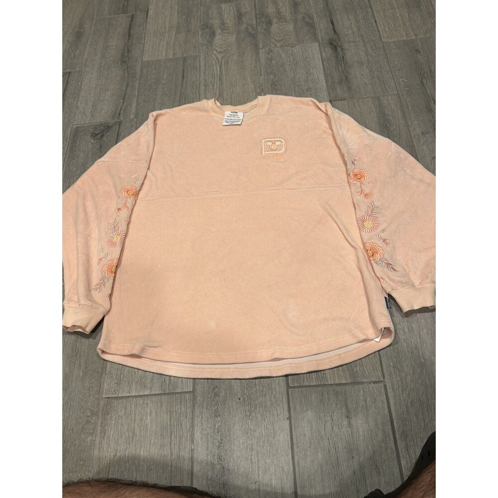 Disney Parks Walt Disney World Spirit Jersey Shirt Coral Orange Ombré Sparkle L